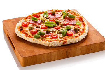 Pizza on cutting board