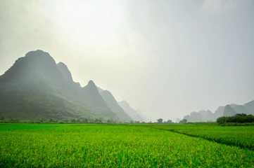 Selbstklebende Fototapete Guilin Li-Fluss-Berglandschaft in Yangshuo Guilin