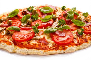 Pizza on white background