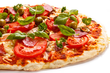 Pizza on white background