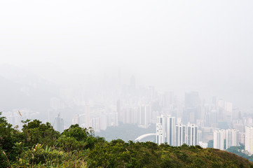 Hong Kong island obscured by haze
