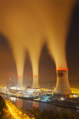 Nuclear Power Station At Night