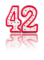 Rote Nummer 42 mit Reflexion