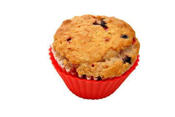 Healthy Berry Muffin Isolated Over White