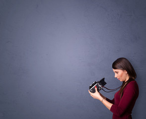 Photographer shooting images with copyspace area