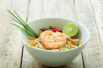 Pad Thaï, stir-fried rice noodles,Thaïlande