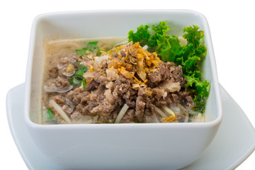 Thai soup with minced meat