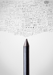 Crayon close-up with diagrams