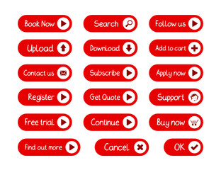 WEB BUTTON KIT (internet icons symbols poster set vector red)