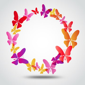 Vector butterflies background design in circle. Colorfull EPS 10