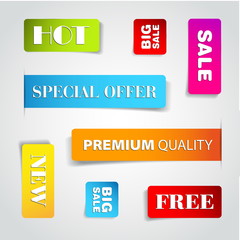 Set of commercial sale stickers