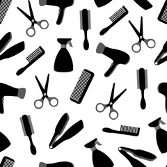 seamless background with barber equipment