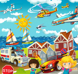 Obraz na płótnie Canvas Cartoon street - illustration for the children