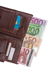 Wallet with euro banknotes