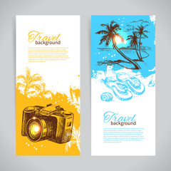 Obraz premium Banner set of travel colorful tropical splash backgrounds