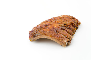 Ribs bbq pork isolated white background