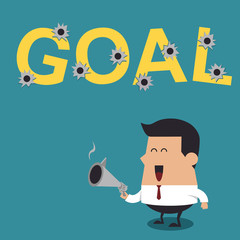 Businessman Shooting Gun With the Word 