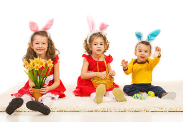 Happy kids with bunny ears