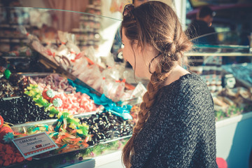 young beautiful blonde hipster woman