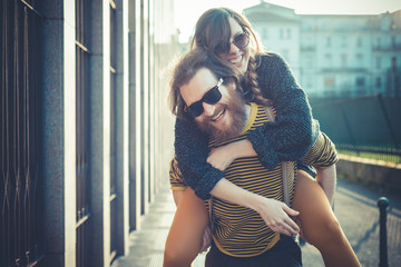 young modern stylish couple urban