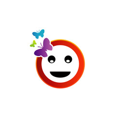 Happy smiley with butterfly