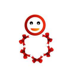 Happy smiley with red ribbons