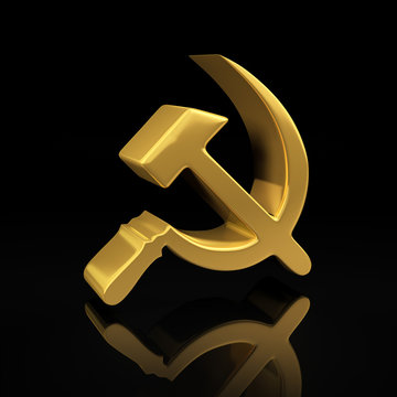 Gold Hammer And Sickle On Black