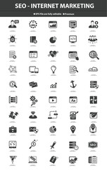 45 SEO & Marketing icons on white background
