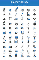 Industrial icon set,Blue version