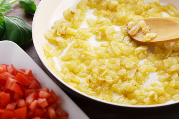 fried onions in a pan