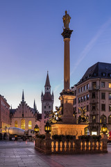Naklejka premium Old Town Hall and Marienplatz in the Morning, Munich, Bavaria, G