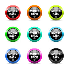 money back icon vector set