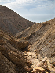 African canyon without vegetation on the sky background