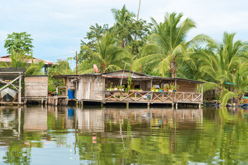 Fototapeta premium Houses on the water in Almirante, Panama