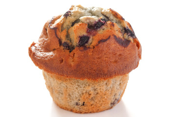 Blueberry muffin on white surface