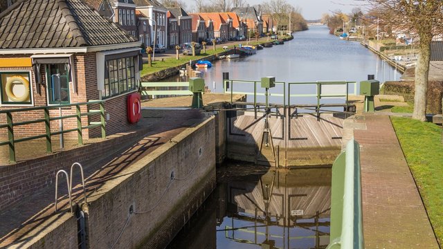 Historic sluice in the centre of Zwartsluis in the Netherlands