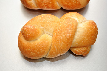 Close-Up of a Braided Roll on a Baking Sheet