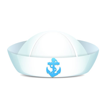 Peaked sailor hat with blue anchor