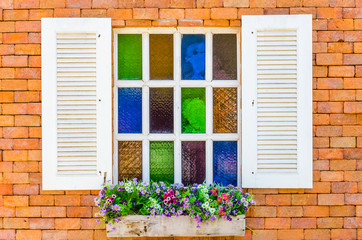 Window on brick wall