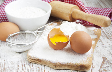 baking ingredients on a table