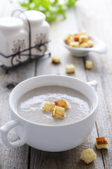 Mushroom soup with croutons