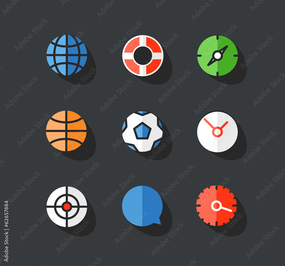 Poster different round web icons collection. design elements