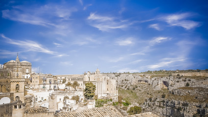 Fototapeta na wymiar Panoramiczny widok Matera z przed 