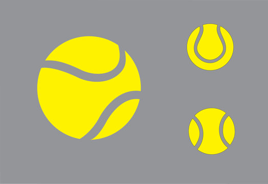 yellow colorful Tennis balls symbol icon set concept design