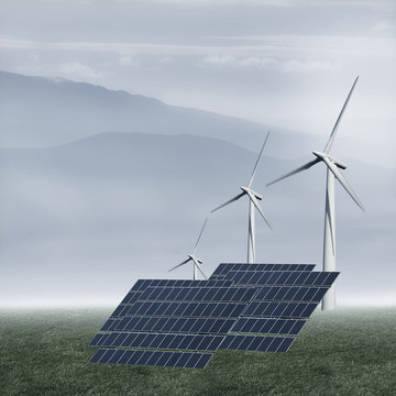 solar panels and windmills in the renewable industry