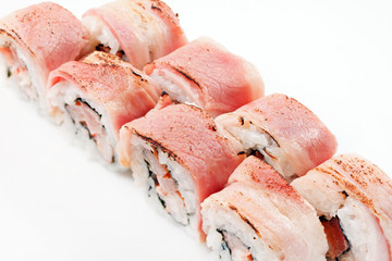 sushi with shrimp and bacon