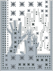 hands with hello vektor print pattern
