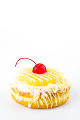 Cherries Donut isolated on white background