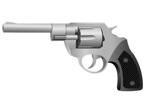 Realistic Revolver.Vector illustration on white background.
