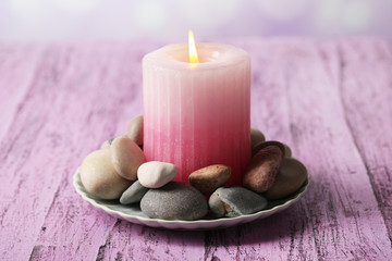 Composition with spa stones, candle